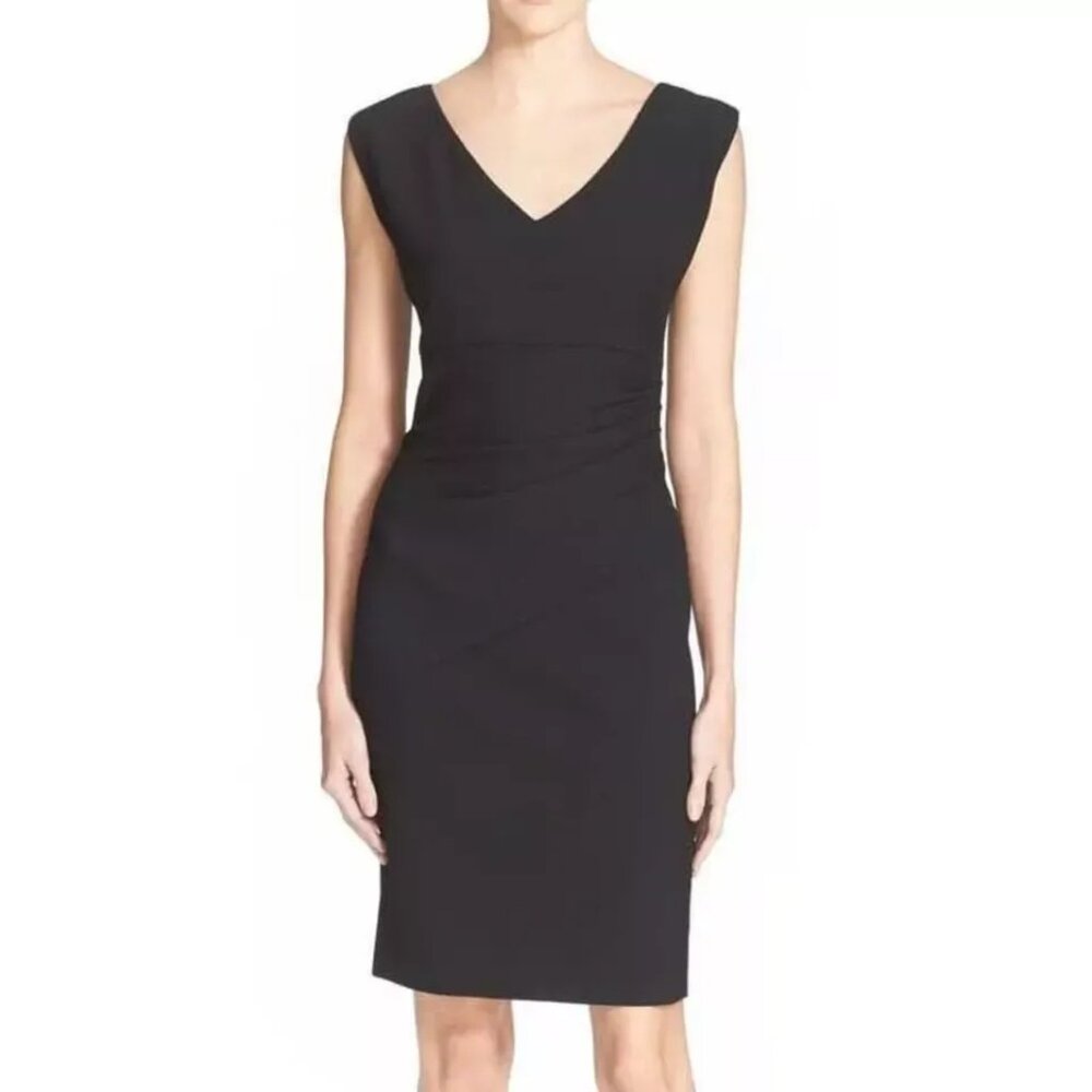 Diane von Furstenberg Black Ruched Mini Dress, Size 6